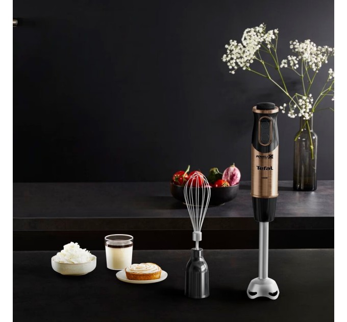 Блендер Tefal погружной Quickchef 1000Вт, 3в1, чаша-800мл, чопер-500мл, турборежим, бронзово-черный