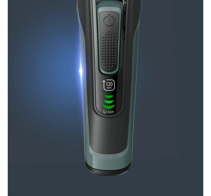 Машинка для стрижки Rowenta Advancer, сеть+акум., роторный мотор, насадок-2, кейс, титан.напыл., зеленый