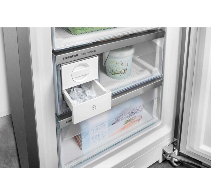Холодильник Liebherr з нижн. мороз., 201.5x74.7х67.5, холод.відд.-346л, мороз.відд.-128л, 2дв., D, NF, диспл внутр., білий