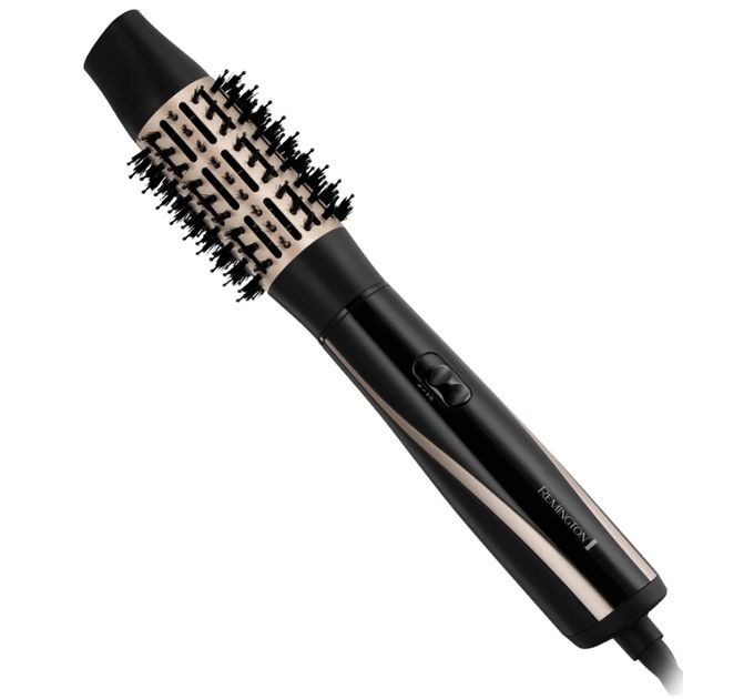 Фен-щетка Remington Blow Dry & Style Caring, 1200Вт, режимов-2, иониз-я, хол. обдув, кейс для хранения, керамика, черно-золотой