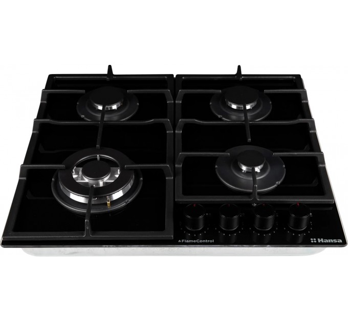 Варочная поверхность Hansa газ на стекле, 59см, чугун, черный