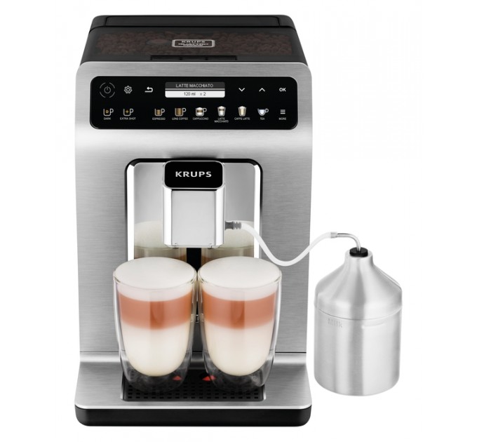 Кофемашина Krups Evidence 2.3л, зерно, автомат.капучинатор, OLED диспл, авторецептов - 19, серо - черный