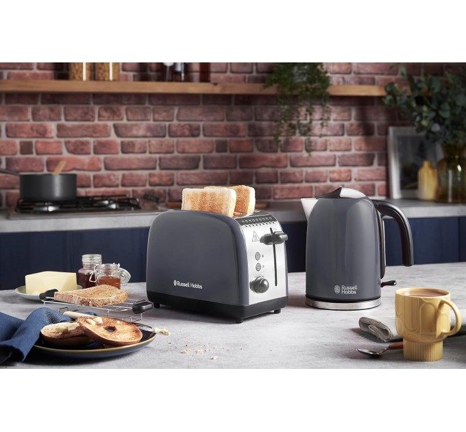 Тостер Russell Hobbs Colours Plus 1600Вт, подогрев, разморозка, металл, серый