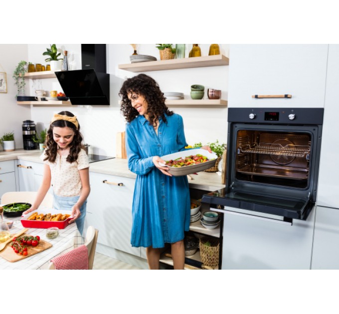 Духовка электр. Hansa, 60см, 77л, A, гриль , эмаль легкой очистки, диспл., телескоп, черный