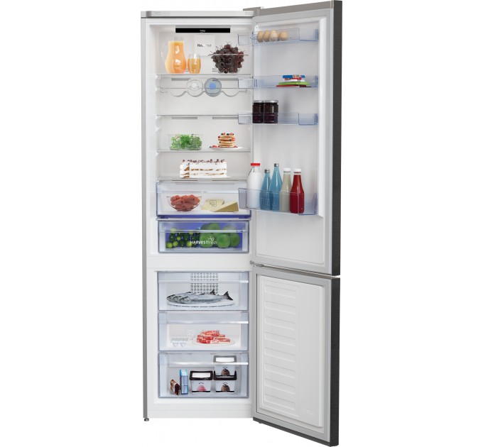 Холодильник Beko з нижн. мороз., 203x60x67, xолод.відд.-253л, мороз.відд.-109л, 2дв., А++, NF, дисплей, HarvestFresh, графіт