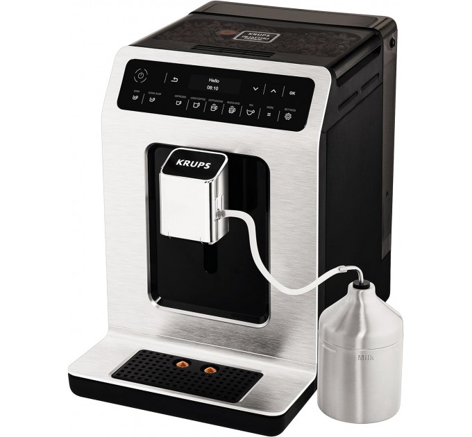 Кавомашина Krups Evidence 2.3л, зерно, автомат.капучинатор, дисплей, авторецептів - 11, сенсор.керування, сіро-чорний