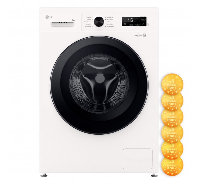 Стиральная машина LG фронтальная, 7кг, 1200, A+++, 44см, дисплей, пар, инвертор, белый