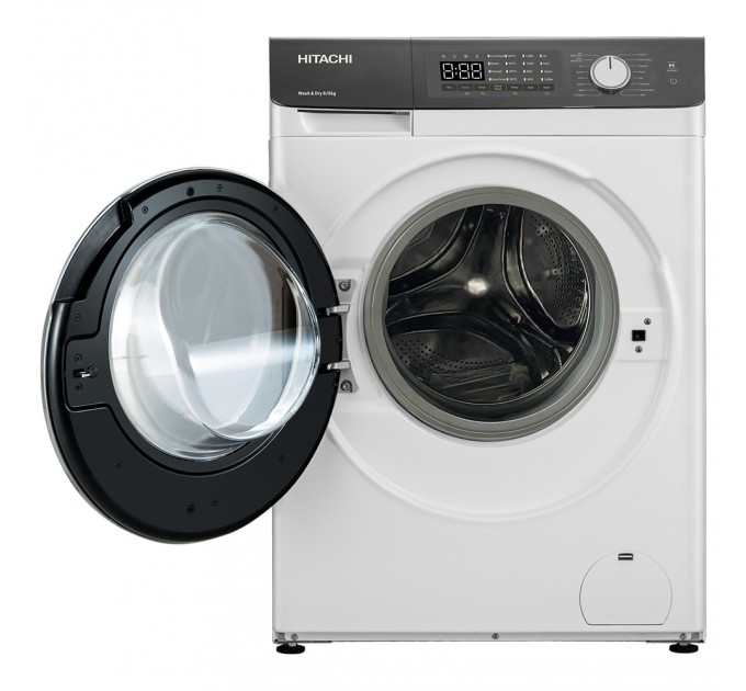 Стирально-сушильная машина Hitachi фронтальная, 8(5)кг, 1400, A, 60см, дисплей, пар, инвертор, белый