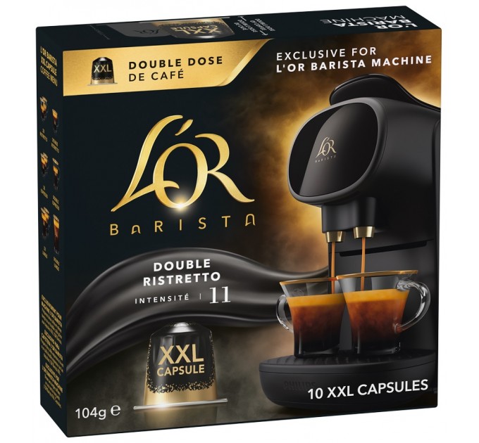 Кава L`OR капсули, Barista Double Ristretto, арабіка, 10 XXLшт, Nespresso