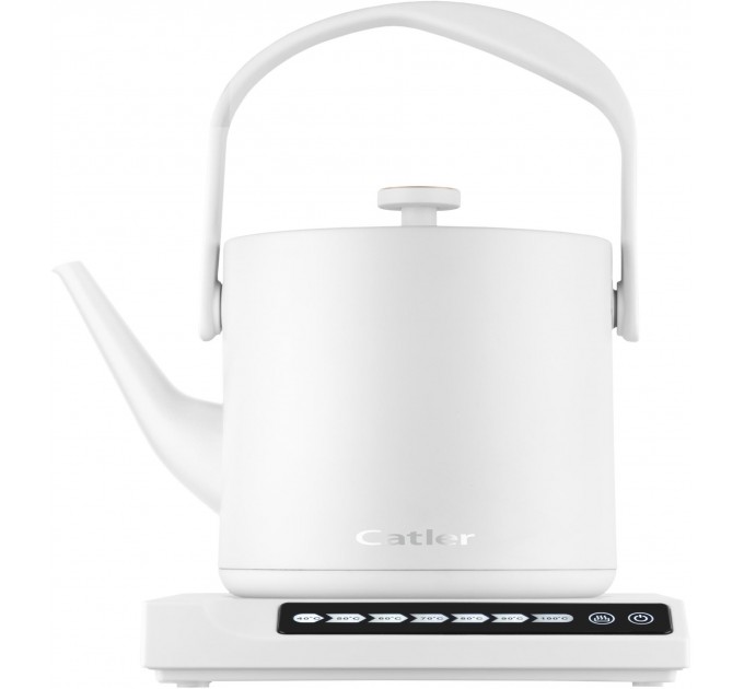 Електрочайник Catler 0.6л, Strix, заварник, нерж. сталь, підтримка температури, сенс. керув., білий