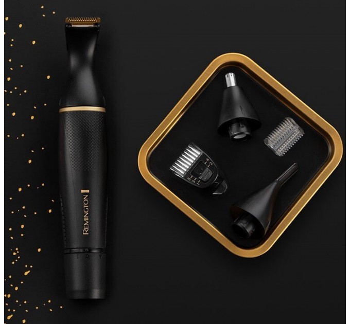 Триммер Remington T-Series для бороды, усов, окантовки,бровей, носа и ушей, ААх1, вибрационный мотор, насадок-4, сталь, черн.