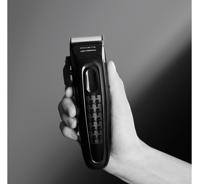 Машинка для стрижки Rowenta KARL LAGERFELD Perfect Line, сеть+акум., роторн. мотор, насадок-6, сталь, черный