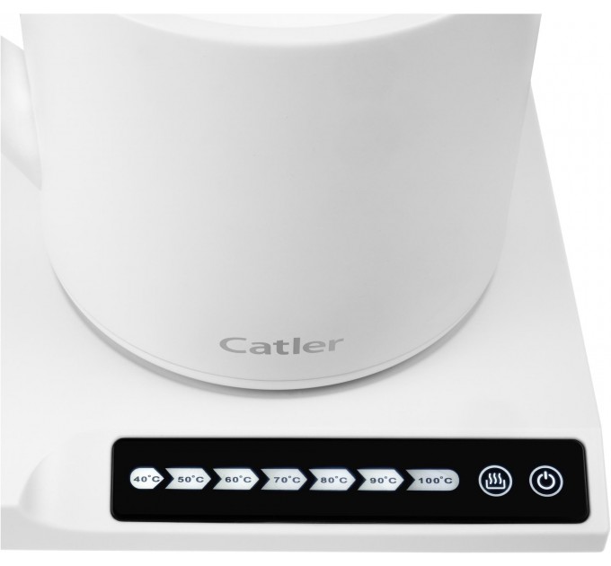 Електрочайник Catler 0.6л, Strix, заварник, нерж. сталь, підтримка температури, сенс. керув., білий