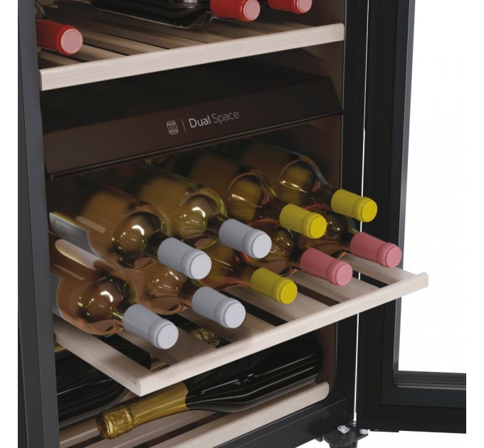 Холодильник Haier для вина, 82x49.7х58.5, холод.отд.-106л, зон - 2, бут-42, ST, дисплей, черный