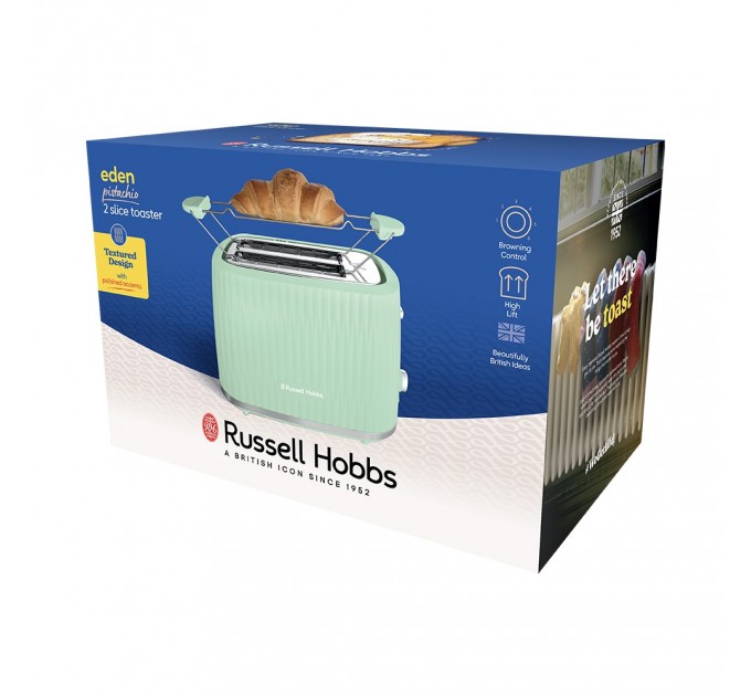 Тостер Russell Hobbs Eden 800Вт, пластик, підігрів,разморозка, фісташковий