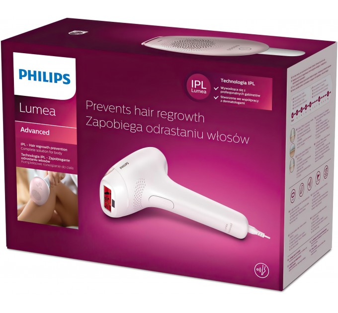 Фотоепілятор Philips Lumea IPL 7000 Series, від мережі, кіл-ть спалах.-250000, 5 Дж/см?, 4 см2, футляр, білий