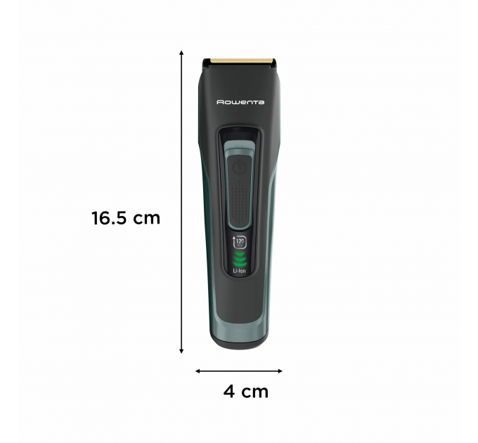 Машинка для стрижки Rowenta Advancer, сеть+акум., роторный мотор, насадок-2, кейс, титан.напыл., зеленый