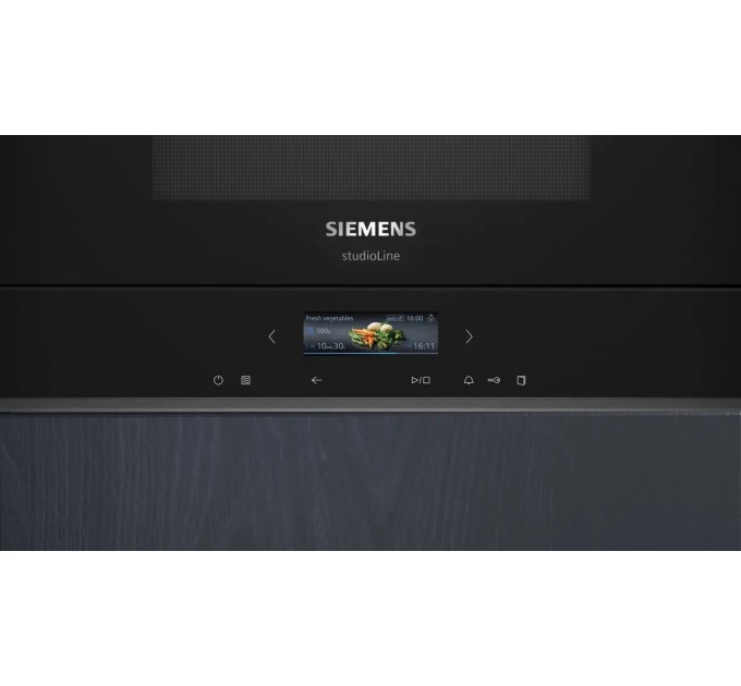 Микроволновая печь Siemens встраиваемая, 21л, электронное управление, 900Вт, гриль, дисплей, черный
