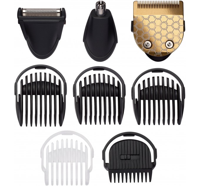 Набір для стрижки Babyliss, для бороди, вусів, голови, носа і тіла, акум., вібраційний мотор, насадок-8, чохол, сталь, сірий
