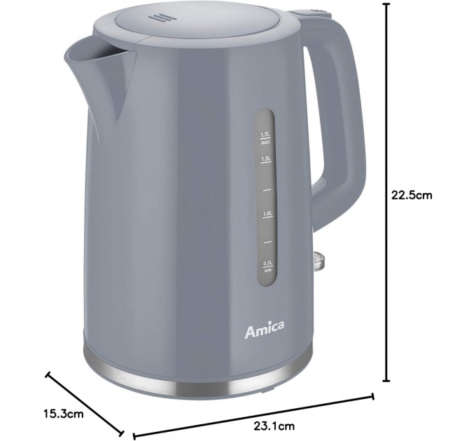 Электрочайник Amica 1.7л, пластик, серый
