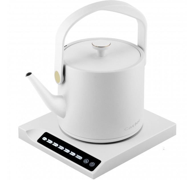 Електрочайник Catler 0.6л, Strix, заварник, нерж. сталь, підтримка температури, сенс. керув., білий
