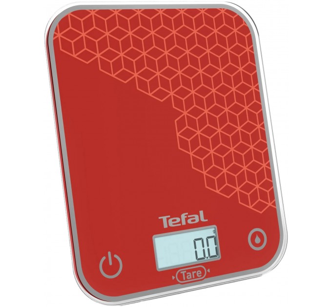Весы Tefal кухонные Optiss, 5кг, AAAx2 в компл, стекло, красный