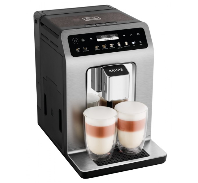 Кофемашина Krups Evidence 2.3л, зерно, автомат.капучинатор, OLED диспл, авторецептов - 19, серо - черный