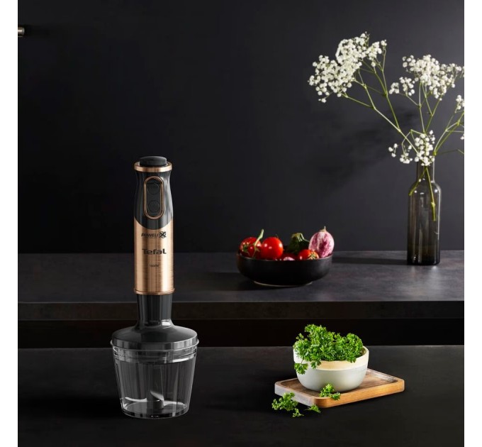 Блендер Tefal погружной Quickchef 1000Вт, 3в1, чаша-800мл, чопер-500мл, турборежим, бронзово-черный