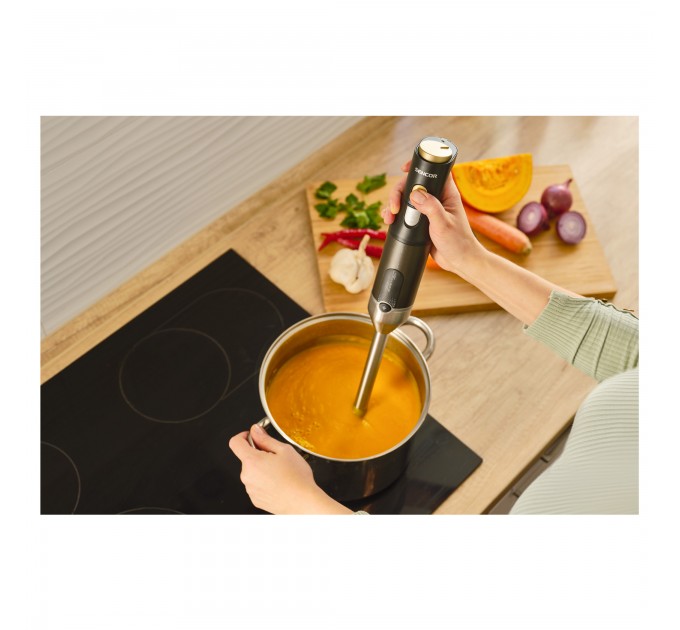 Блендер Sencor погружной 1200Вт, 6в1, чаша-800мл, вспениватель молока, черный