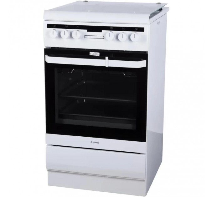 Плита Hansa комбинированная, 50х60см, 62л, чугун, газ контр., дисплей, белый