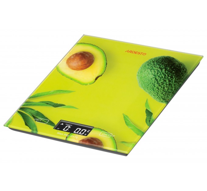 Весы ARDESTO кухонные Avocado, 5кг, AAAx2 в компл, стекло, многоцветный