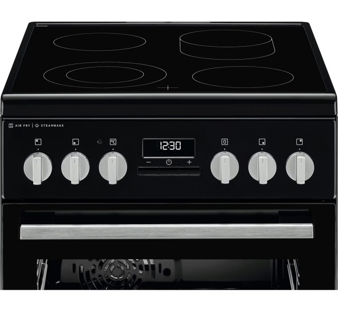 Плита Electrolux электрическая стеклокерамическая, 58л, 50x60см, конвекция, пар, черный