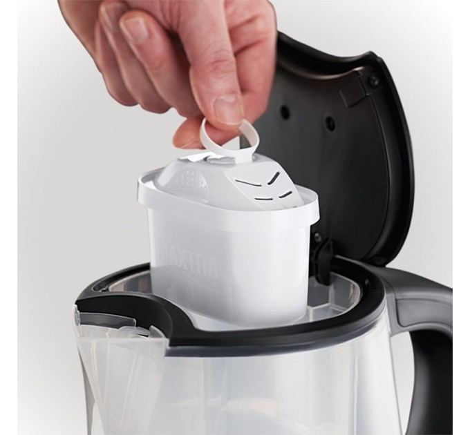 Электрочайник Russell Hobbs Purity 1л, стекло, с фильтром Brita, серебристо-черный