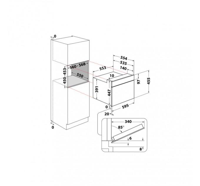 Духова шафа Whirlpool електрична компактна, 40л, дисплей, конвекція, ф-ція мікрохвиль, білий