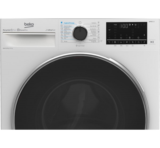 Прально-сушильна машина Beko фронтальна, 9(6)кг, 1400, D, 60см, дисплей, білий