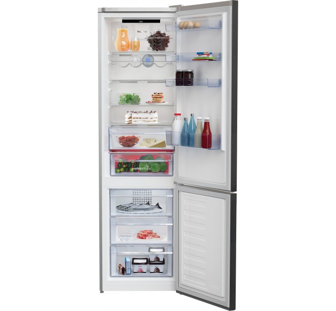 Холодильник Beko з нижн. мороз., 203x60x67, xолод.відд.-253л, мороз.відд.-109л, 2дв., А++, NF, дисплей, HarvestFresh, графіт