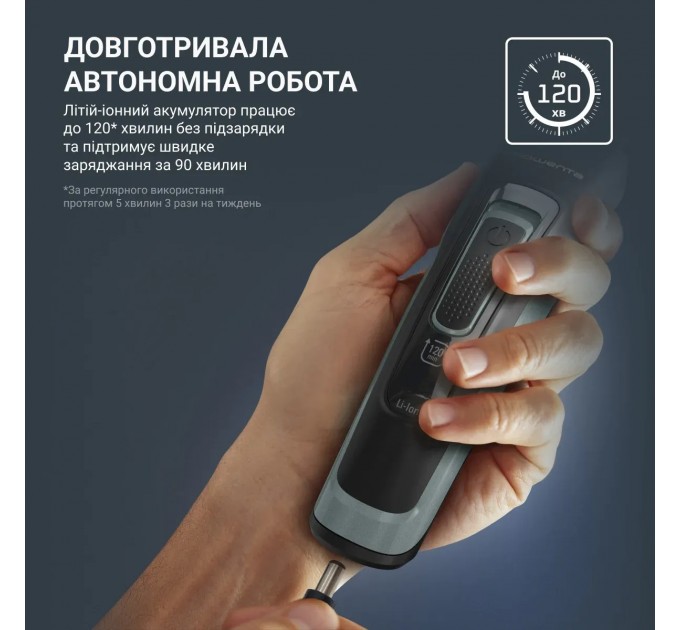 Машинка для стрижки Rowenta Advancer, сеть+акум., роторный мотор, насадок-2, кейс, титан.напыл., зеленый