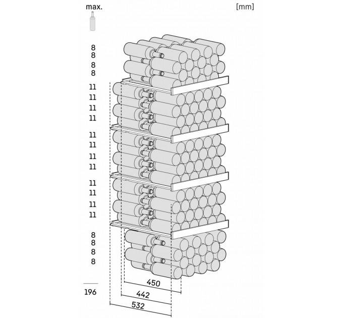 Холодильник Liebherr для вина, 168.4x60х76.3, полок - 5, зон - 1, бут-196, ST, дисплей, черный
