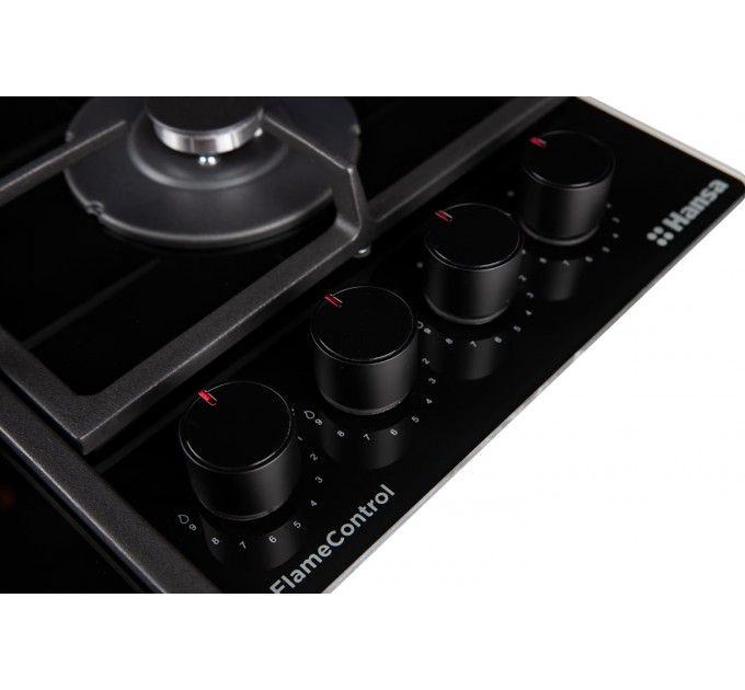 Варочная поверхность Hansa газ на стекле, 59см, чугун, черный