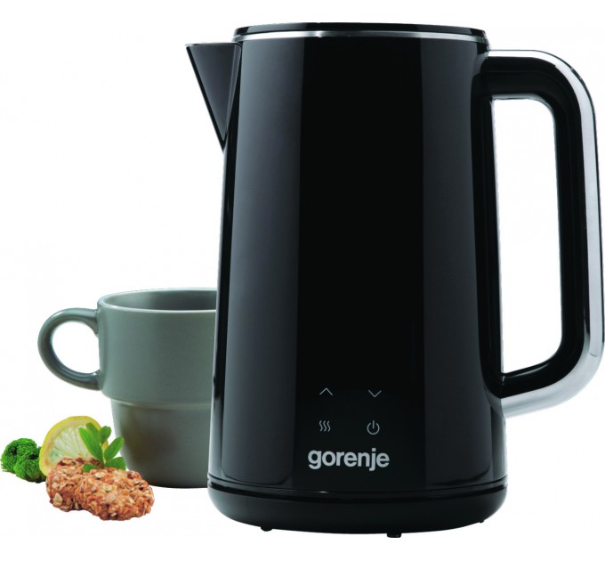 Електрочайник Gorenje 1.7л, подвійні стінки, LED дисплей, Strix контроль, чорний