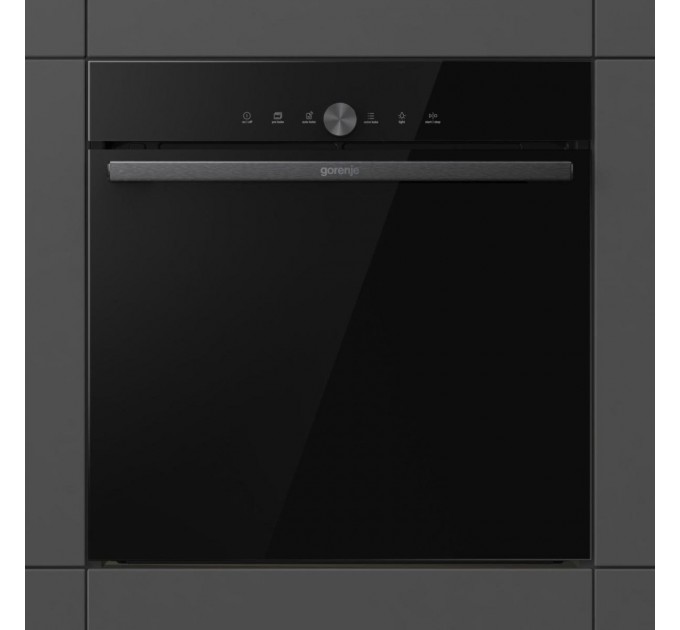 Духова шафа Gorenje електрична, 77л, A+, пара, дисплей, IconTouch, чорний
