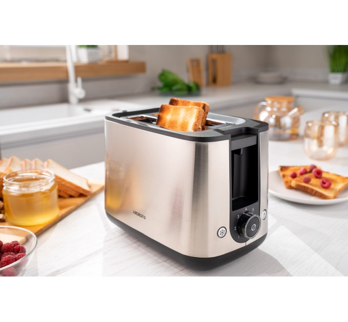 Тостер ARDESTO Steel Collection 800Вт, металл/пластик, серебристый-черный