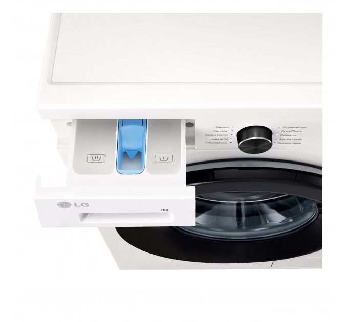 Стиральная машина LG фронтальная, 7кг, 1200, A+++, 44см, дисплей, пар, инвертор, белый