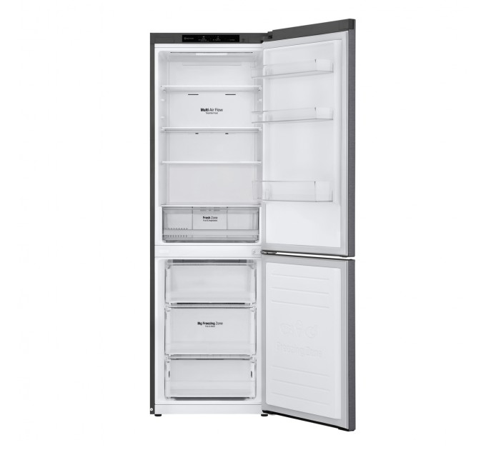 Холодильник LG с нижн. мороз., 186x60х68, холод.отд.-234л, мороз.отд.-107л, 2дв., E, NF, инв., диспл внутр., зона св-ти, серый темный