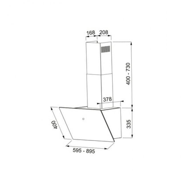 Вытяжка Faber наклонная, 60см, 1160м.куб/ч, VRT BK A60 2LS, черный