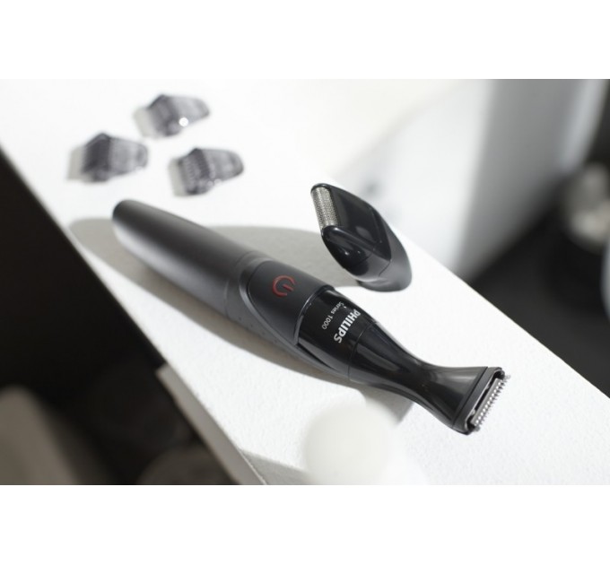 Тример Philips Multigroom series 1000, для бороди і вусів, 1хАА, насадок-4, сталь, чорний
