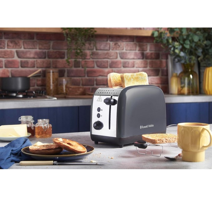 Тостер Russell Hobbs Colours Plus 1600Вт, подогрев, разморозка, металл, серый