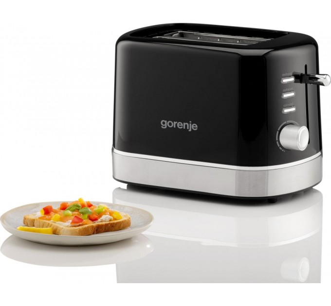 Gorenje toaster 850Вт, подогрев, разморозка, пластик, черный