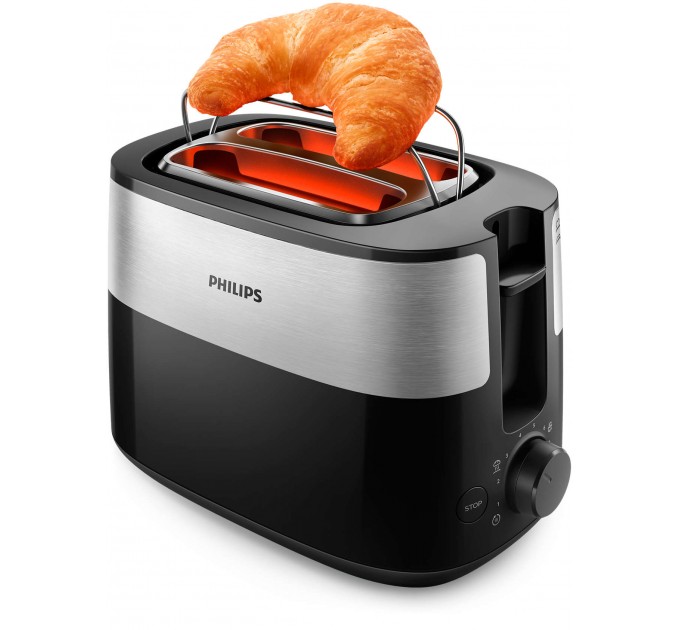Тостер Philips Daily Collection 830Вт, метал/пластик, чорний