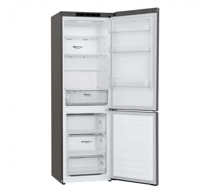 Холодильник LG с нижн. мороз., 186x60х68, холод.отд.-234л, мороз.отд.-107л, 2дв., E, NF, инв., диспл внутр., зона св-ти, серый темный